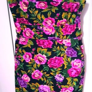 Glam floral strapless mini dress
